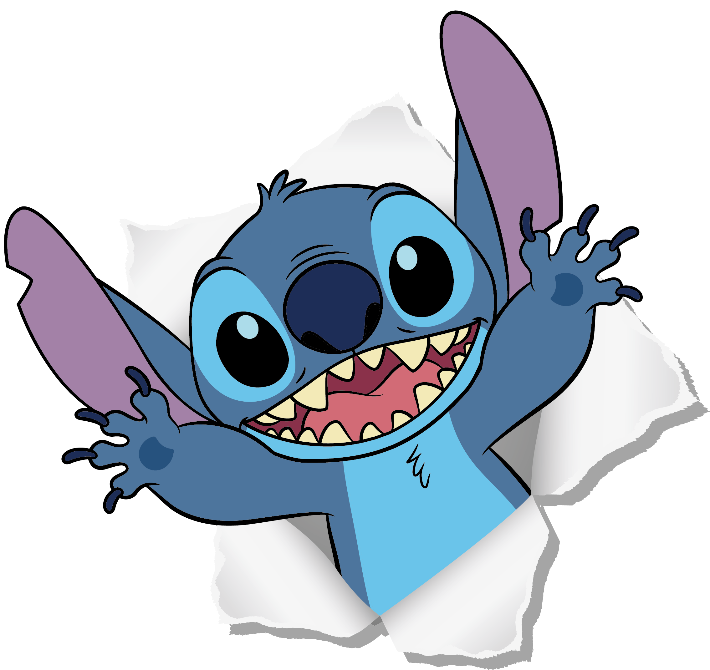 Stitch bursting through the screen